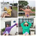 Long-sleeve Plain T-shirt / Contrast-trim Shorts