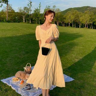 Open-back Puff-sleeve Maxi Skirt ( Various Designs )