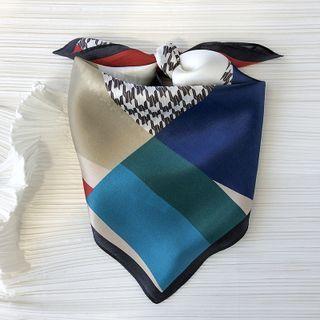 Printed Silk Scarf Blue - 53x53cm - C305
