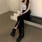 Heart-accent Slit Loose Fit Jeans