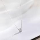 925 Sterling Silver Turnable Rhinestone Pendant Necklace Silver - One Size