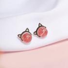 925 Sterling Silver Cat Ear Stud Earring 1 Pair - Earrings - Cat - One Size