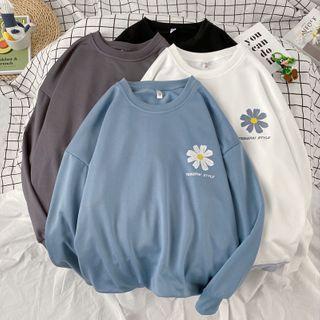 Couple Matching Flower Print Long-sleeve T-shirt