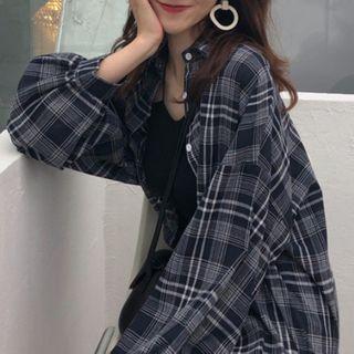 Plaid Shirt / Plain Strappy Dress