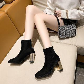 Faux Suede Chunky Ankle Boots