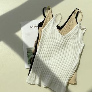 Plunge-neck Rib Knit Cami Top