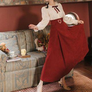Lace Shirt / A-line Skirt / Belt / Set