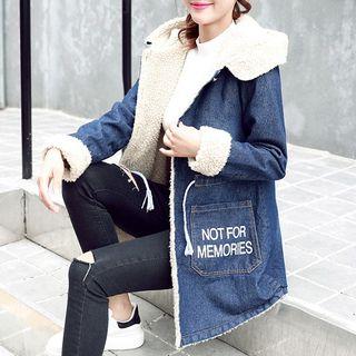 Hooded Fleece-lined Denim Coat