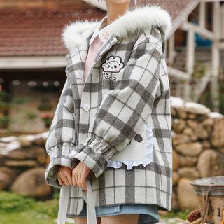 Faux-fur Dumpling Embroidered Coat