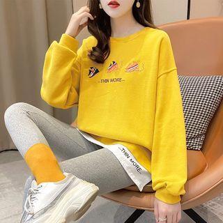 Shoes Embroidered Mock Two-piece Sweatshirt