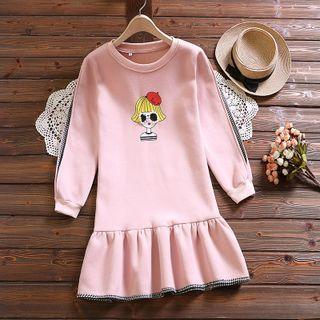 Cartoon Print Ruffle Hem Sweatshirt