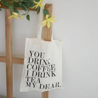 Lettering Linen Blend Shopper Bag