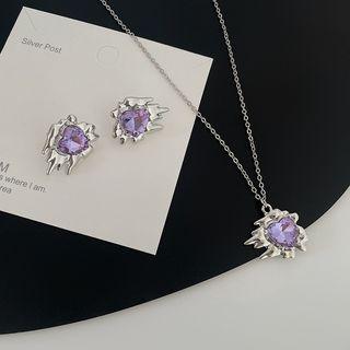 Faux Crystal Alloy Earring / Pendant Necklace