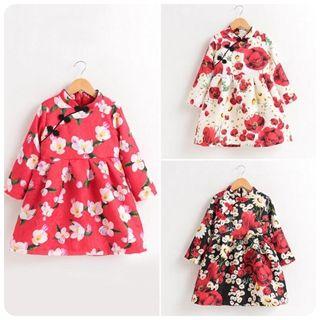 Long-sleeve Floral Thermal Dress
