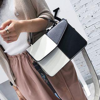 Two Tone Embroidery Strap Cross Bag