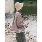 Stitch-collar Stripe Blouse