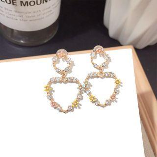 Faux Crystal Heart Dangle Earring 1 Pair - Gold Earring - One Size