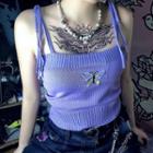 Butterfly Embroidered Knit Camisole Top