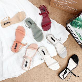 Faux Suede Strap Flat Sandals