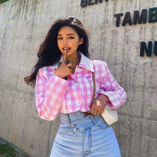 Flap Gingham Cropped Jacket