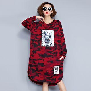 Applique Camouflage Oversized Dress