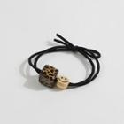 Leopard Print Cube Hair Tie 1 - Smiley Face - Black - One Size
