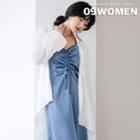 Plus Size Asymmetric-hem Textured Shirt