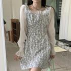 Flare-sleeve Lace Mini Dress