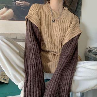 Two Tone Ribbed Sweater