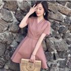 Striped Short Sleeve V-neck Dress