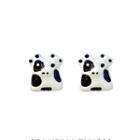 Sterling Silver Milk Cow Stud Earring 1 Pair - S925 Silver - Black & White - One Size