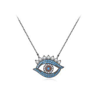 Fashion Creative Plated Black Devils Eye Necklace With Blue Cubic Zirconia Black - One Size