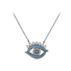 Fashion Creative Plated Black Devils Eye Necklace With Blue Cubic Zirconia Black - One Size