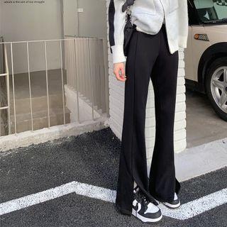 Plain Wide-leg Pants Straight-cut Pants