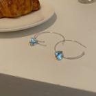 Heart Open Hoop Earring 1 Pair - Silver Steel Earring - Ice Blue Heart - Silver - One Size