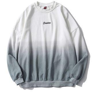 Letter Embroidered Gradient Sweatshirt