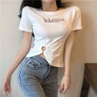 Short-sleeve Lettering Print Crop Top