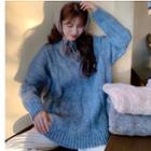 Retro Cable Knit Wide Thick Long-sleeve Sweater