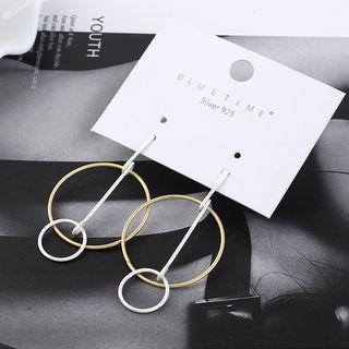 925 Sterling Silver Hoop Dangle Earring 1 Pair - As Shown In Figure - One Size