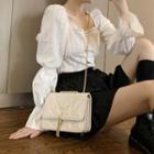 Fringed Quilted Faux Leather Crossbody Bag