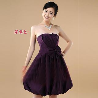 Strapless Bow-accent Bubble Cocktail Dress