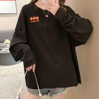 Orange Embroidered Oversized Pullover