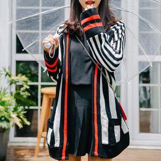 Contrast-trim Striped Cardigan