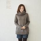 Turtle-neck Contrast-trim Sweater