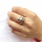 925 Sterling Silver Geometric Open Ring J804 - Silver - One Size