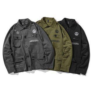Printed Pocket Detail Button Jacket