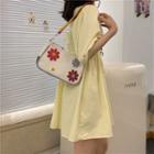 Contrast Color Floral Shoulder Bag