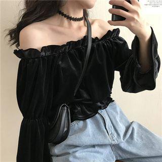 Off-shoulder Blouse Black - One Size