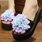 Floral Platform Slide Sandals