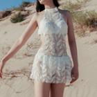 Feather Embroidered Swimdress